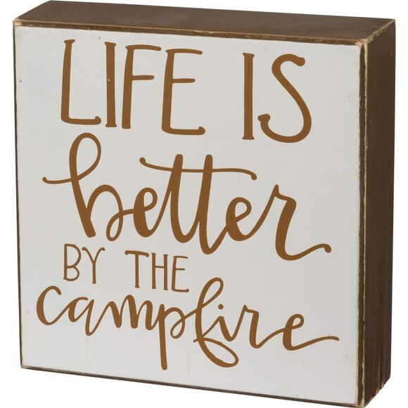 Life is Better by The Campfire Box Sign - Picture 1 of 3